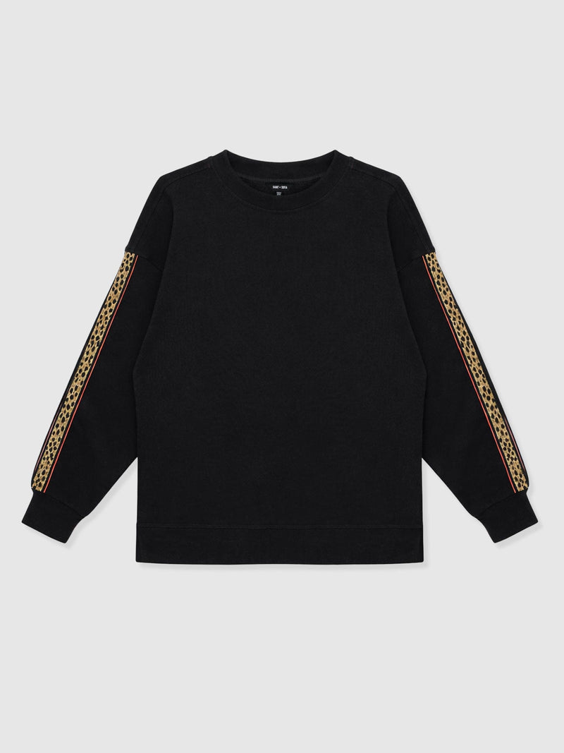 Ennis Sweatshirt - Black - Leopard - Women's Sweaters | Saint + Sofia® USA