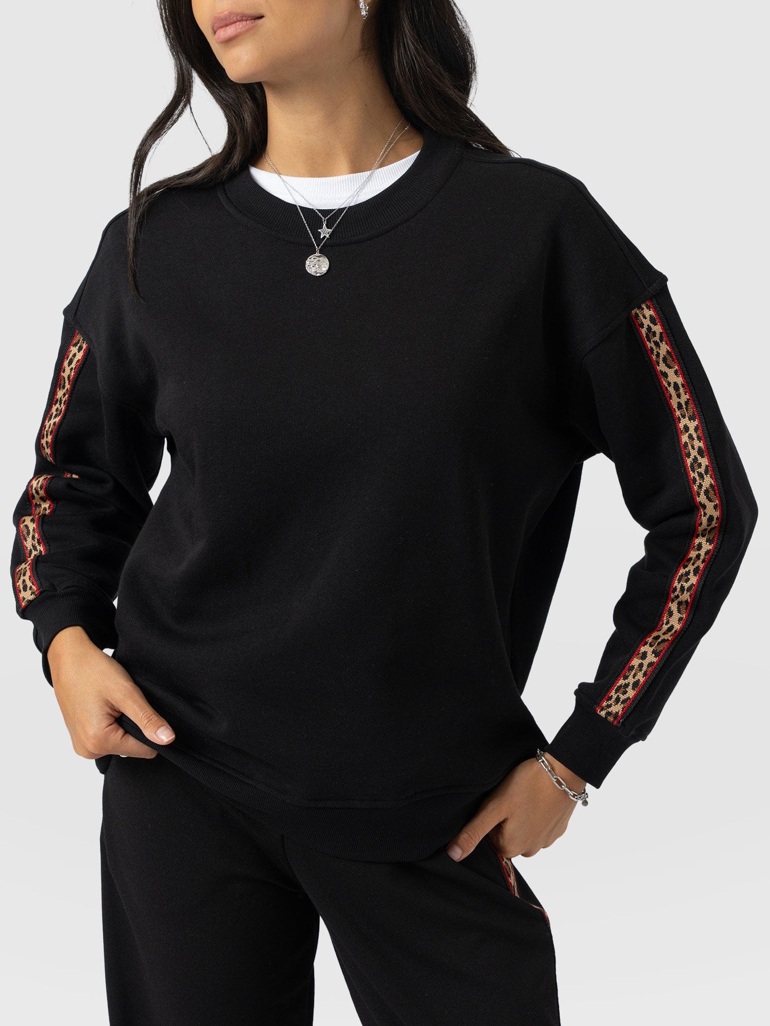 Victory Sweatshirt - Black - Leopard - Women's Sweaters | Saint + Sofia® USA