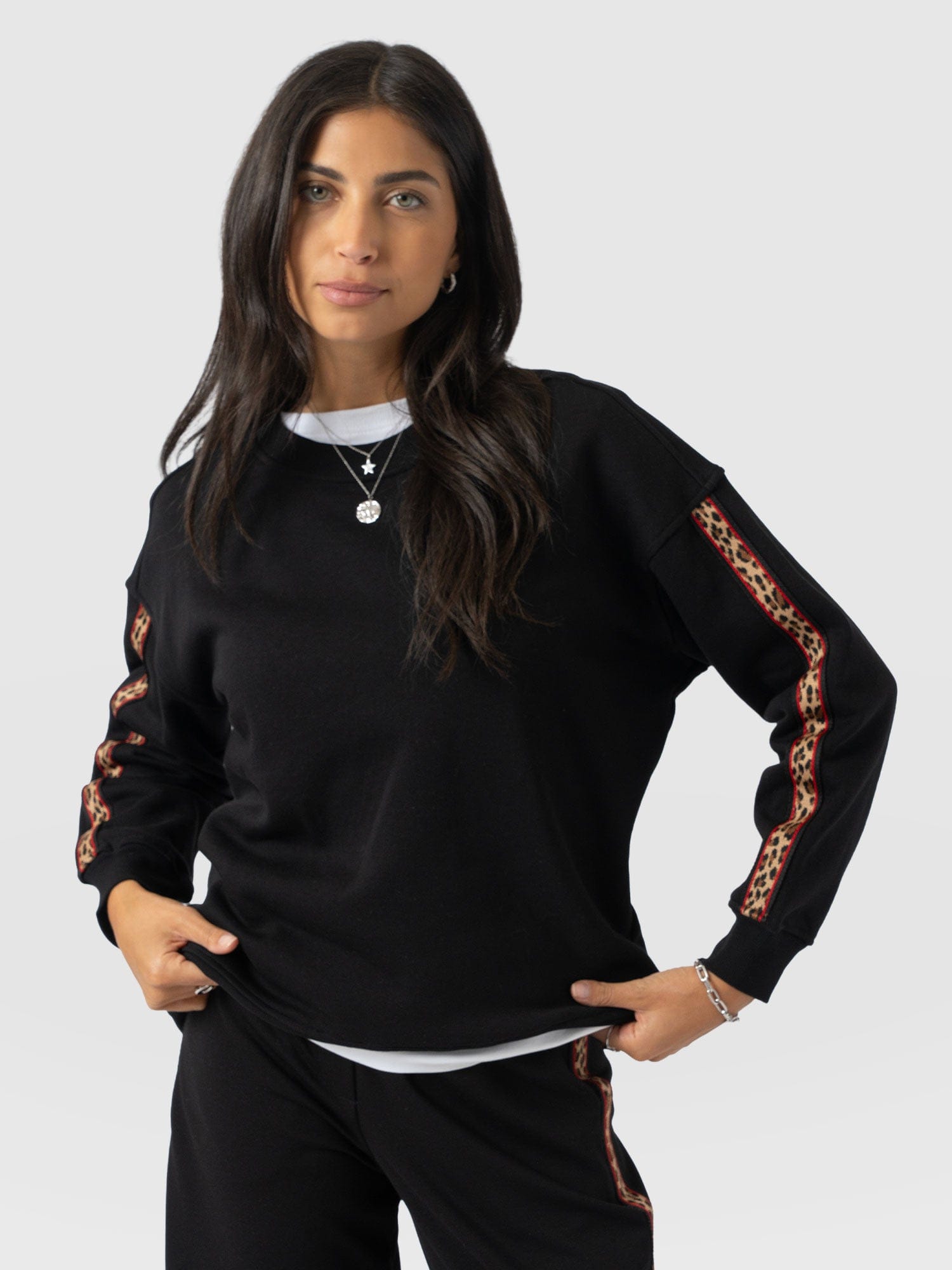 Victory Sweatshirt - Black - Leopard - Women's Sweaters | Saint + Sofia® USA