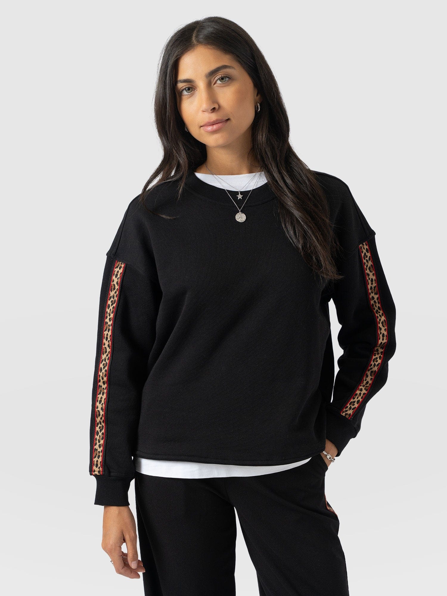 Victory Sweatshirt - Black - Leopard - Women's Sweaters | Saint + Sofia® USA