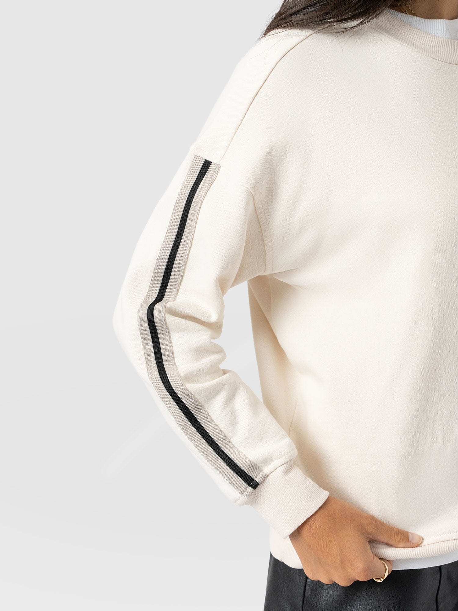 Victory Sweatshirt - Cream - Black Stripe - Women's Sweaters | Saint and Sofia® USA