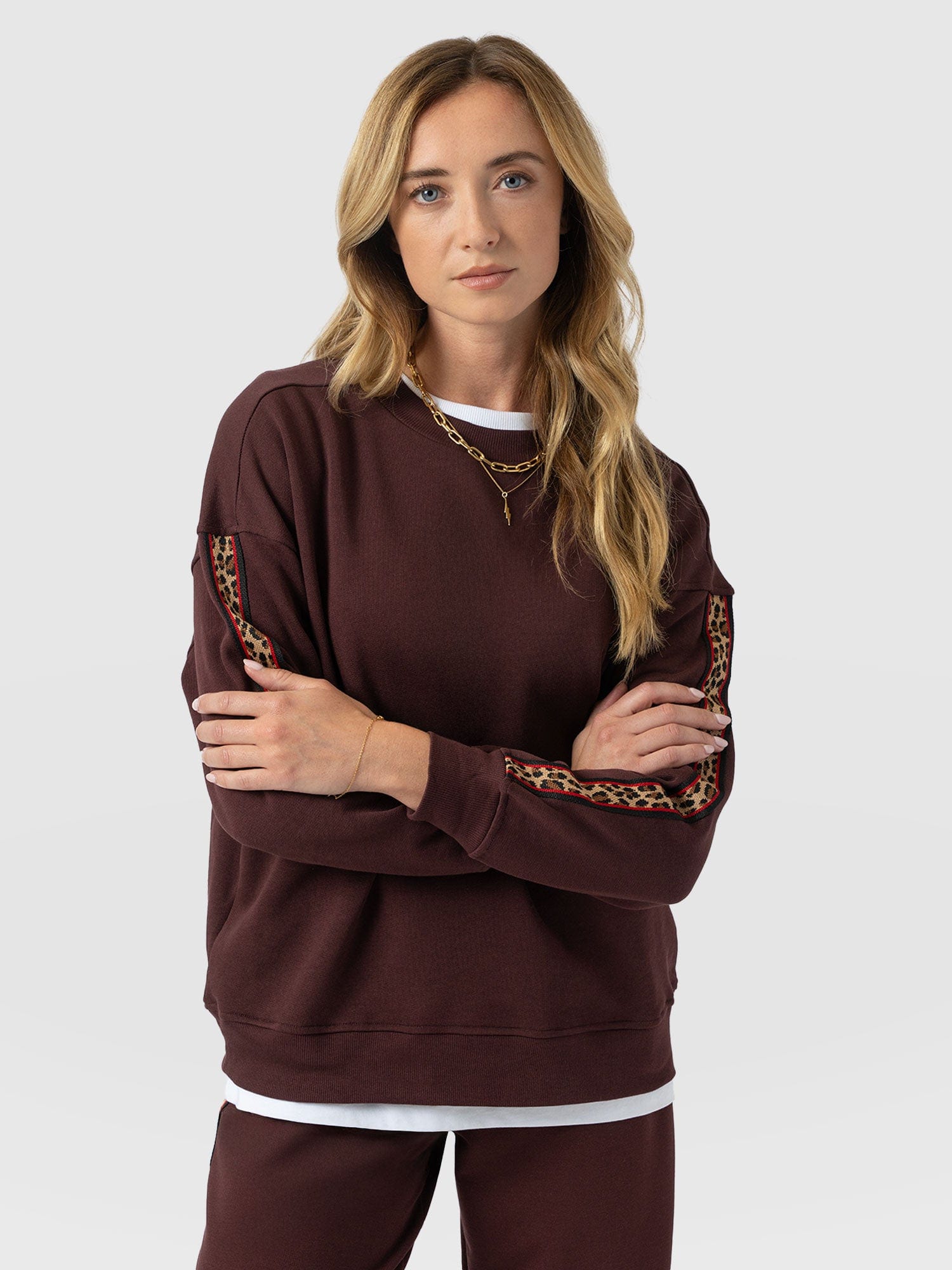 Ennis Sweatshirt - Maroon - Leopard - Women's Sweaters | Saint + Sofia® USA