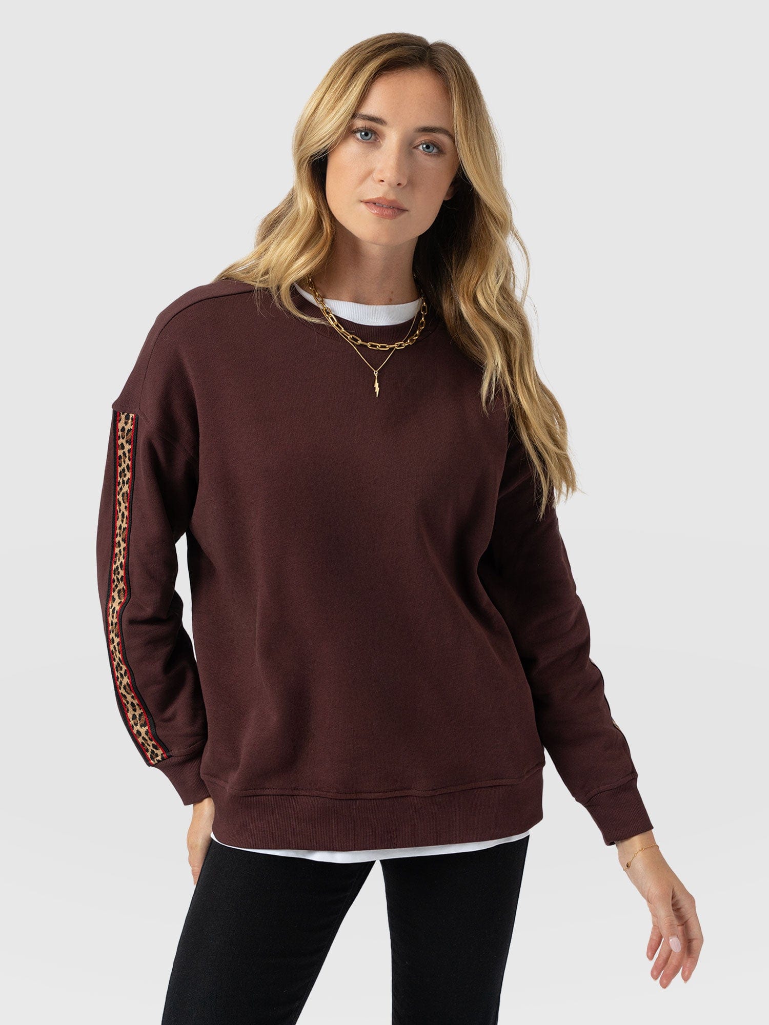 Ennis Sweatshirt - Maroon - Leopard - Women's Sweaters | Saint + Sofia® USA