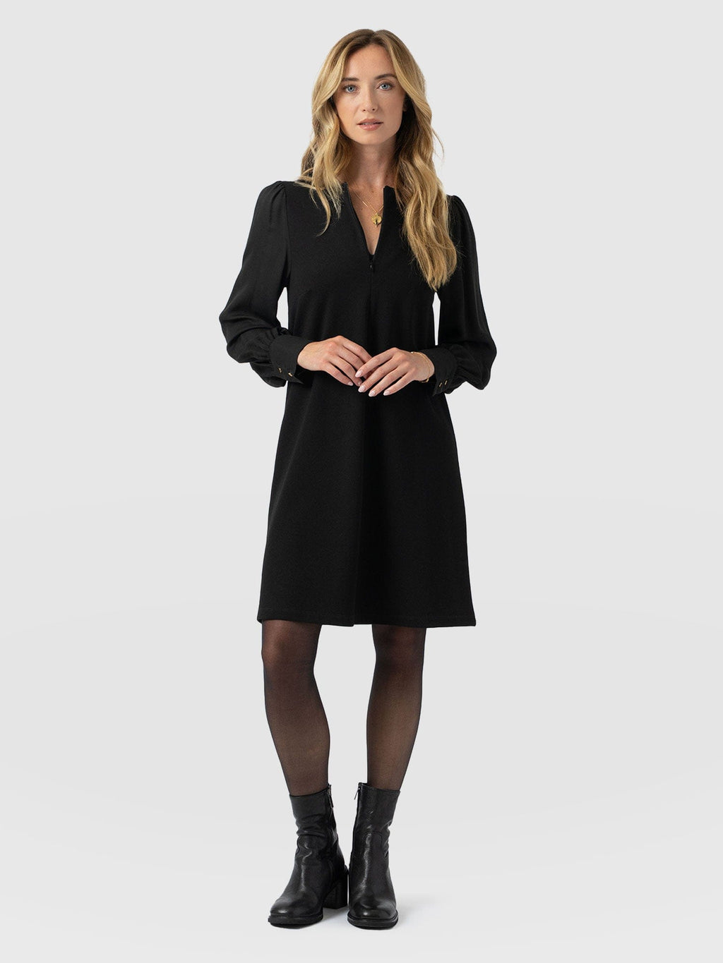 Esme Zip Up Dress Black - Women's Dresses