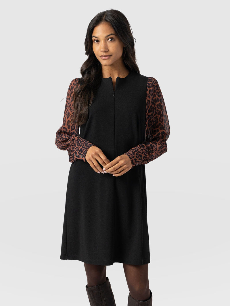 Esme Zip Up Dress Brown Leopard - Women's Dresses | Saint + Sofia® US