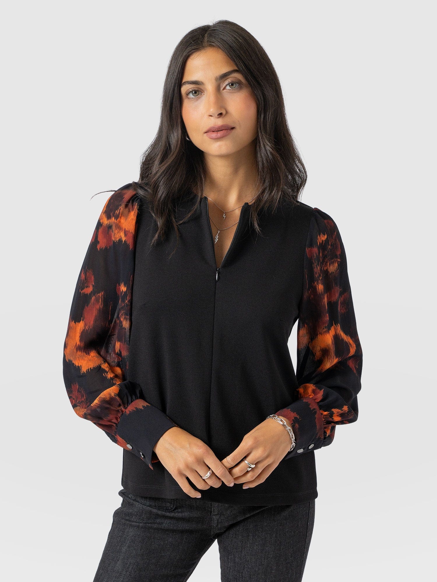 Esme Zip Up Top - Autumn Floral - Women's T-shirts | Saint + Sofia® USA