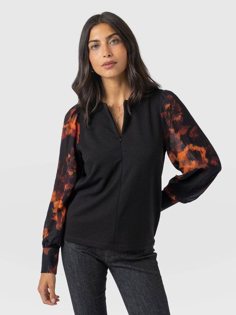 Esme Zip Up Top - Autumn Floral - Women's T-shirts | Saint + Sofia® USA