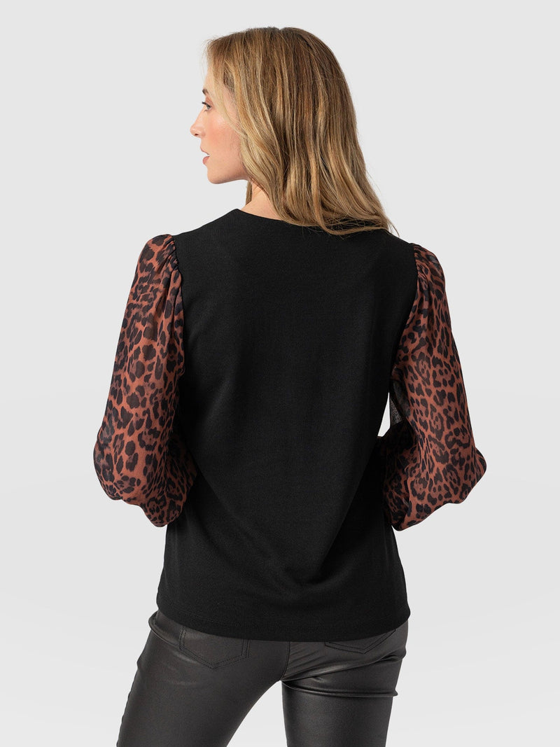 Esme Zip Up Top Brown Leopard - Women's Tops | Saint + Sofia® US