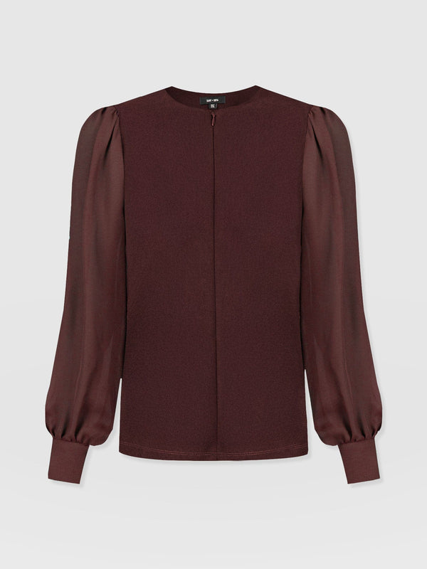 Esme Zip Up Top - Maroon - Women's T-shirts | Saint + Sofia® USA