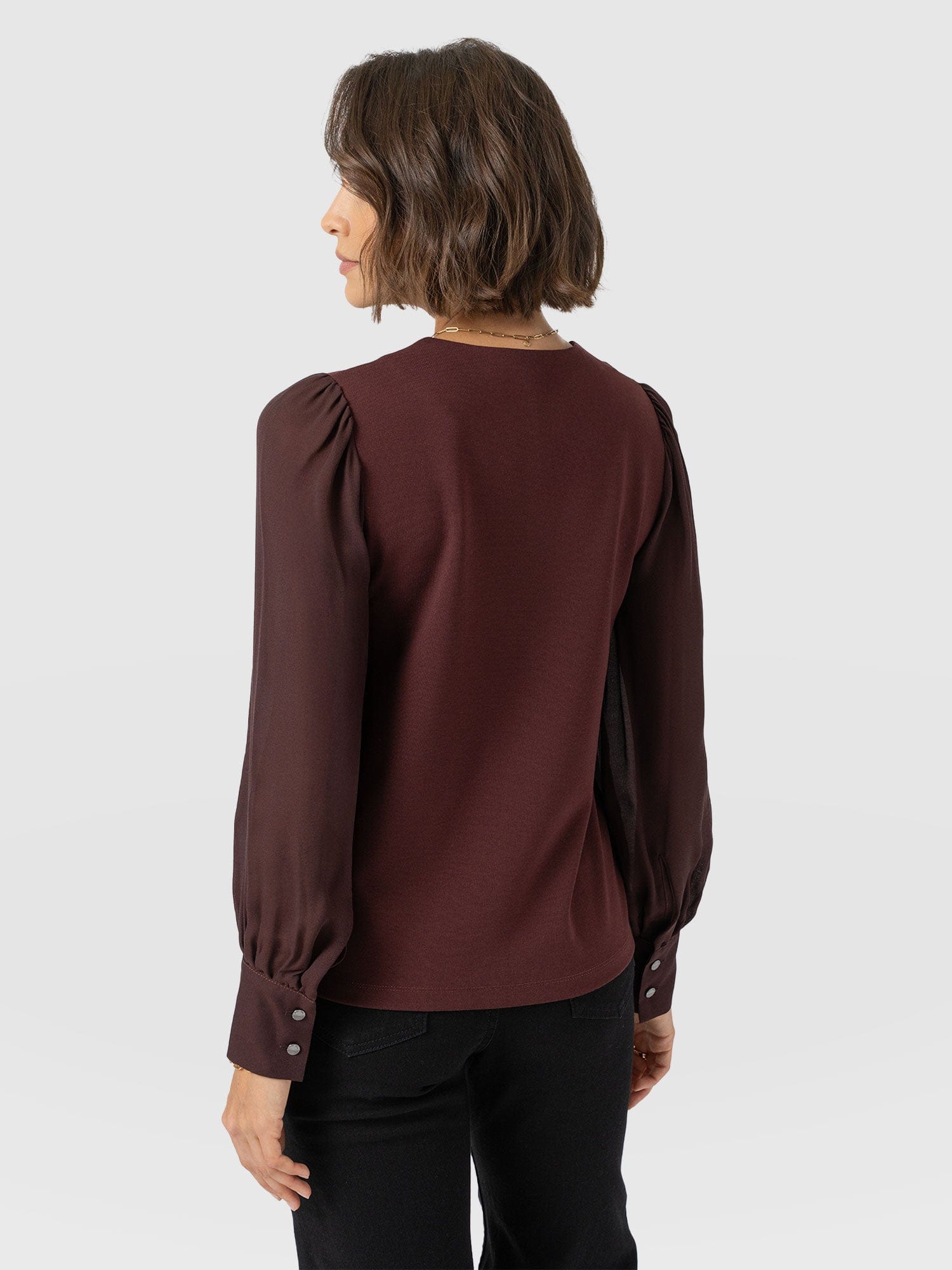 Esme Zip Up Top - Maroon - Women's T-shirts | Saint + Sofia® USA