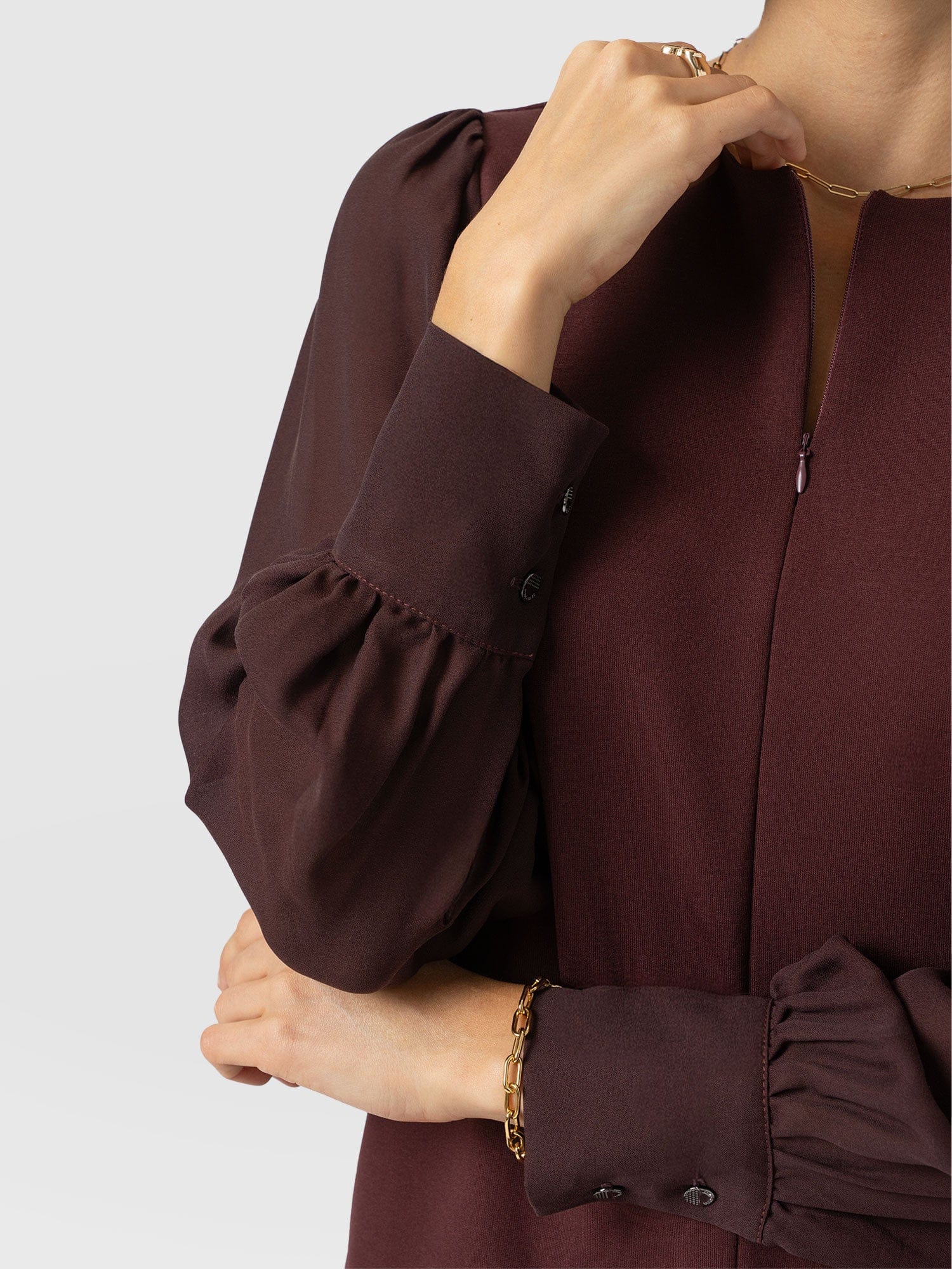 Esme Zip Up Top - Maroon - Women's T-shirts | Saint + Sofia® USA