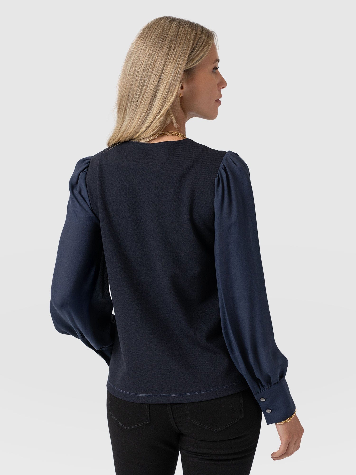 Esme Zip Up Top - Navy - Women's T-shirts | Saint + Sofia® USA