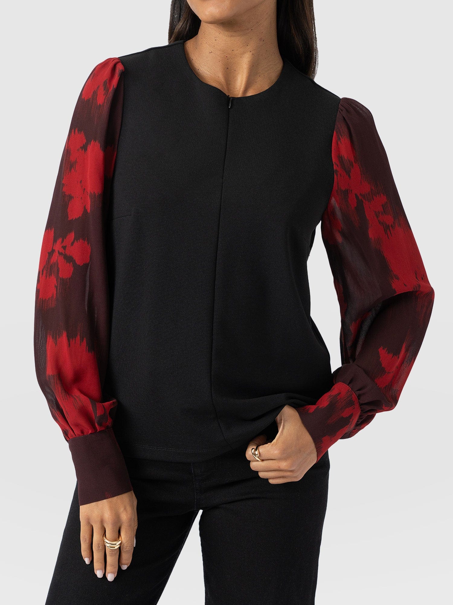 Esme Zip Up Top - Pink Fade Floral - Women's T-shirts | Saint and Sofia® USA