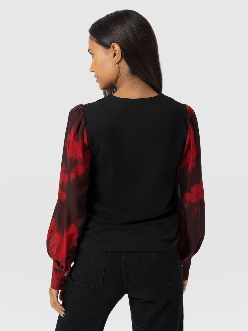 Esme Zip Up Top - Pink Fade Floral - Women's T-shirts | Saint + Sofia® USA