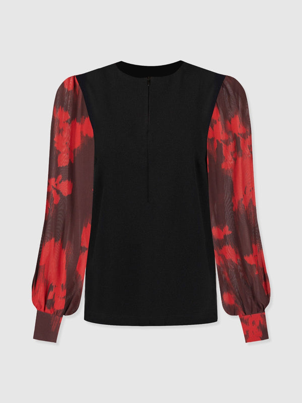 Esme Zip Up Top - Pink Fade Floral - Women's T-shirts | Saint + Sofia® USA