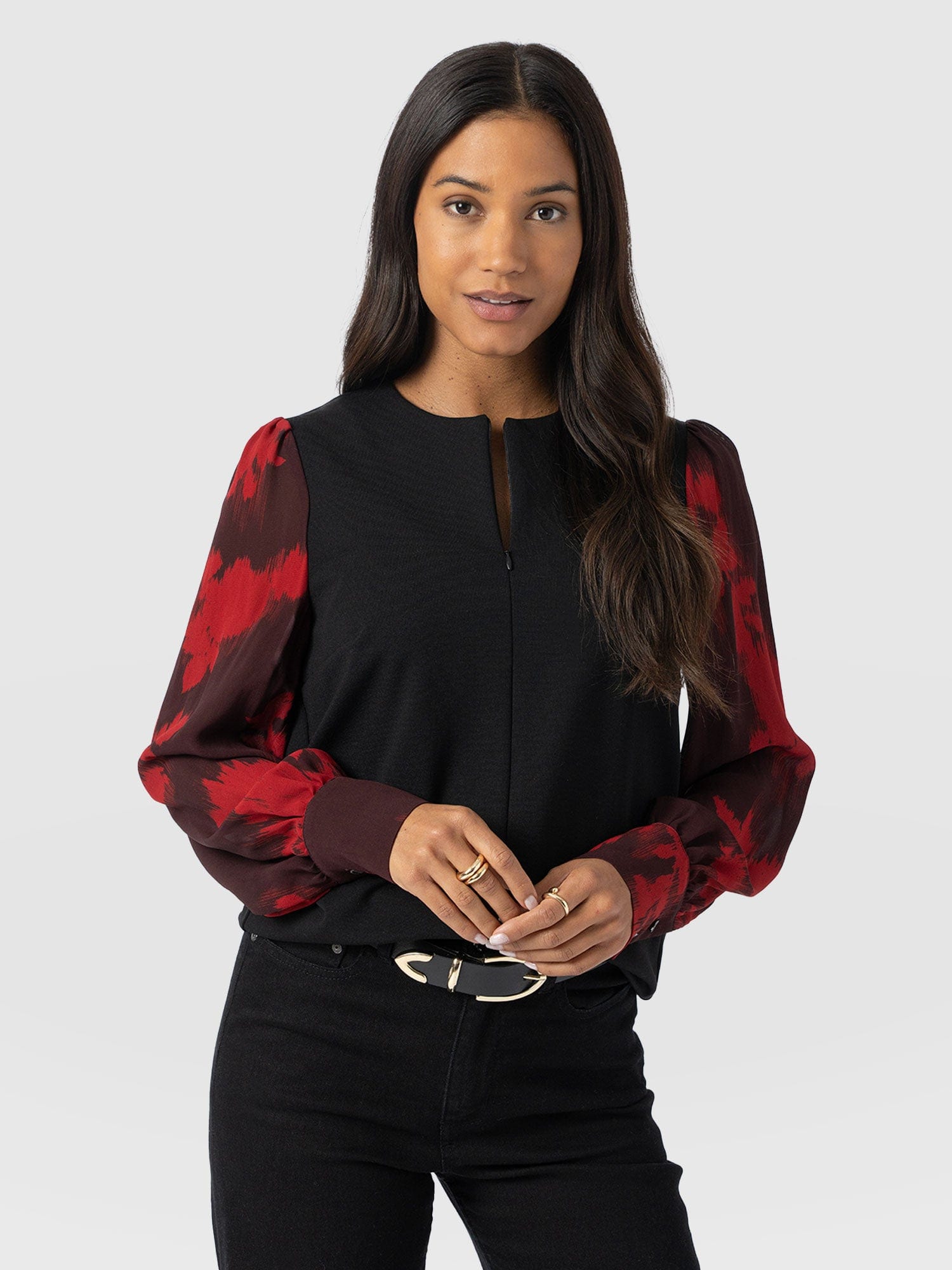 Esme Zip Up Top - Pink Fade Floral - Women's T-shirts | Saint + Sofia® USA