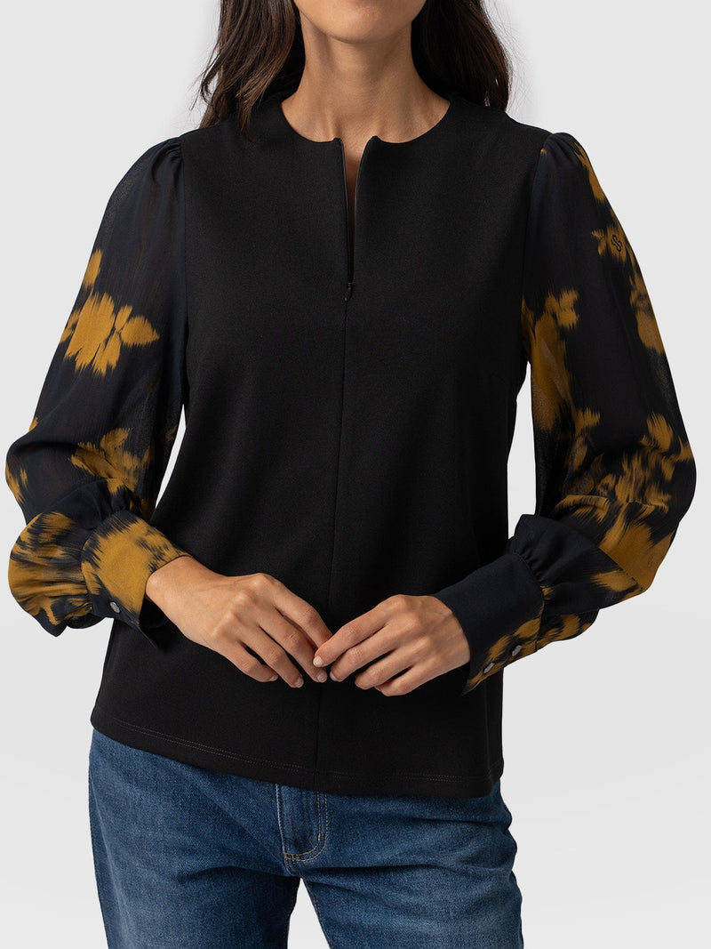 Esme Zip Up Top Yellow Fade Floral - Women's Tops | Saint + Sofia® US