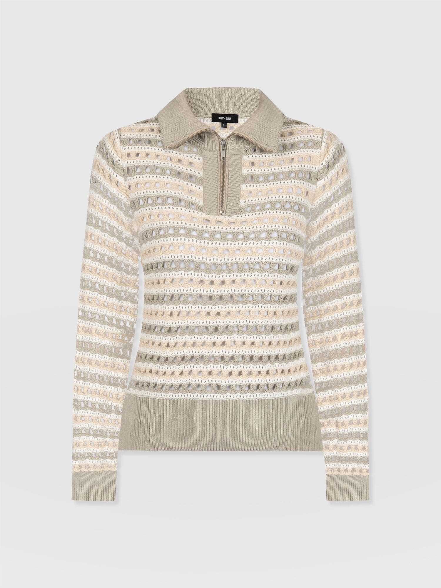 Ester Quarter Zip Knit - Beige - Women's Knitwear | Saint and Sofia® USA