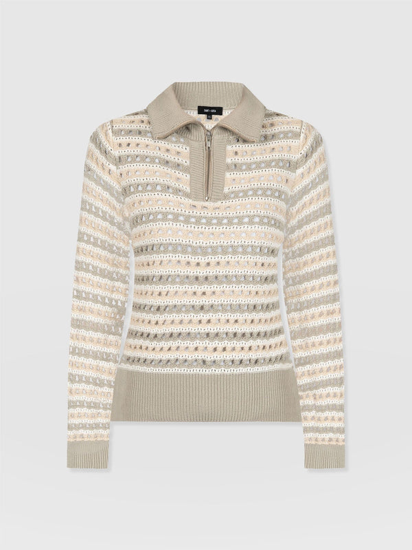 Ester Quarter Zip Knit - Beige - Women's Knitwear | Saint + Sofia® US