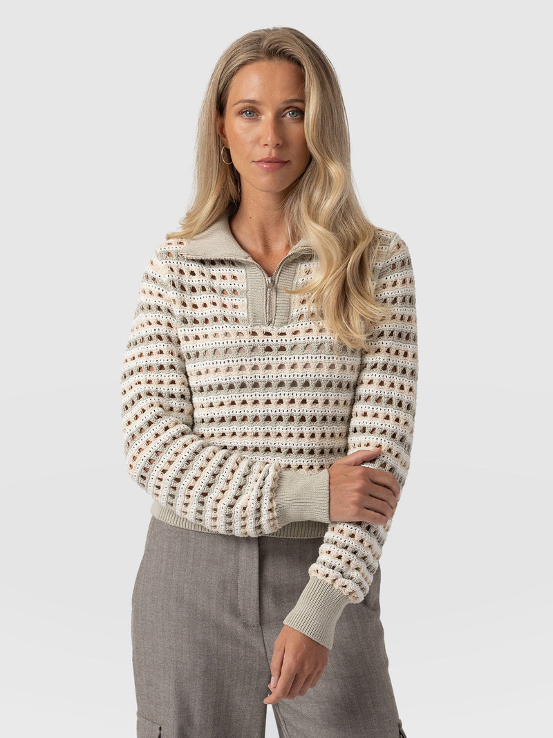 Ester Quarter Zip Knit - Beige - Women's Knitwear | Saint + Sofia® US