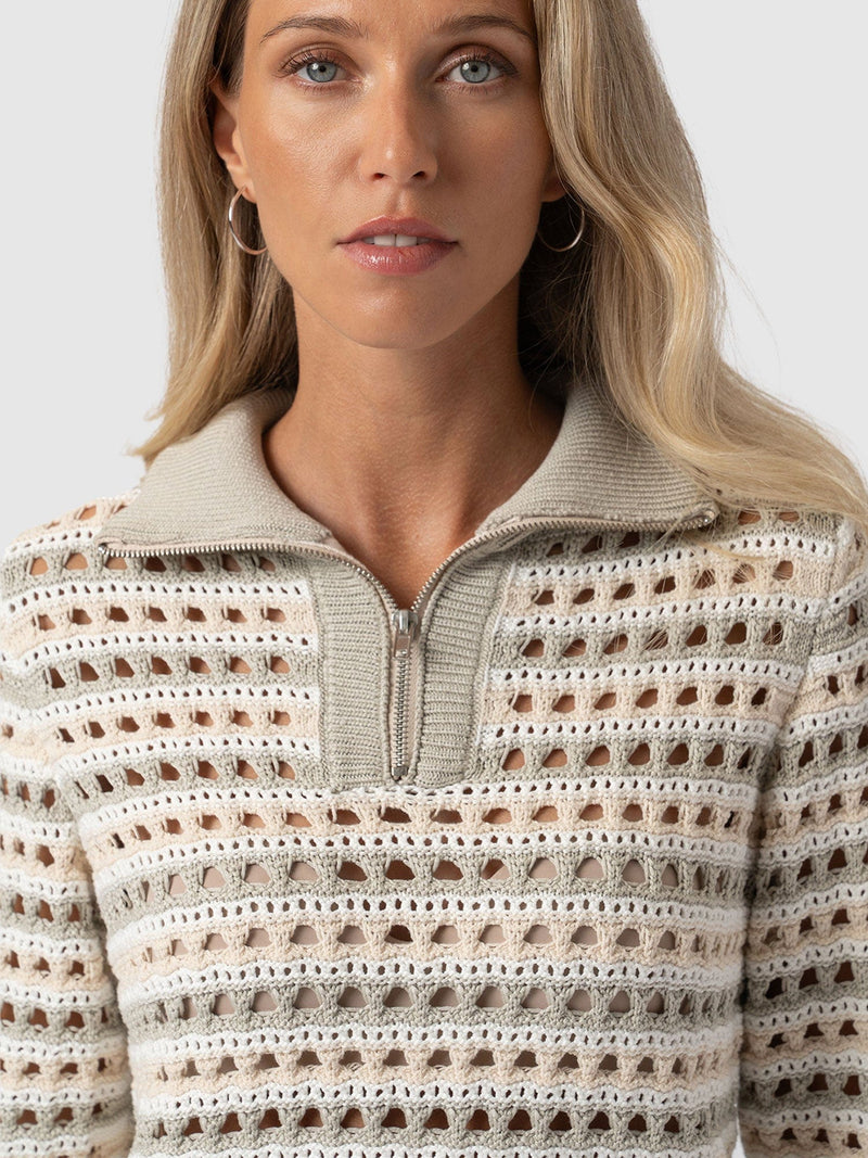 Ester Quarter Zip Knit - Beige - Women's Knitwear | Saint + Sofia® US