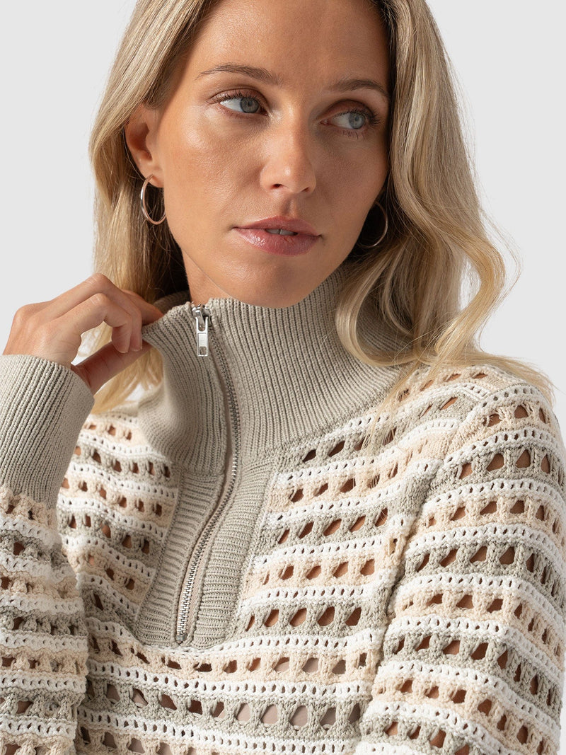 Ester Quarter Zip Knit - Beige - Women's Knitwear | Saint + Sofia® US