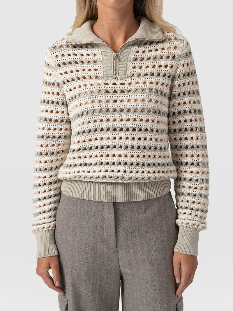 Ester Quarter Zip Knit - Beige - Women's Knitwear | Saint + Sofia® US