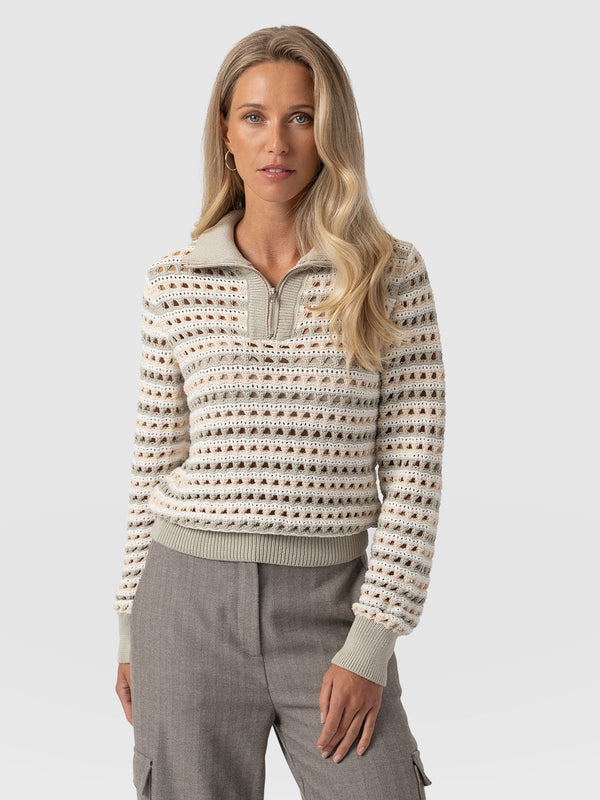 Ester Quarter Zip Knit - Beige - Women's Knitwear | Saint + Sofia® US