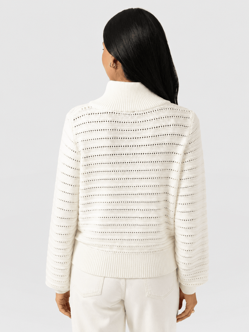 Ester Quarter Zip Knit - Cream - Women's Sweaters | Saint and Sofia® USA