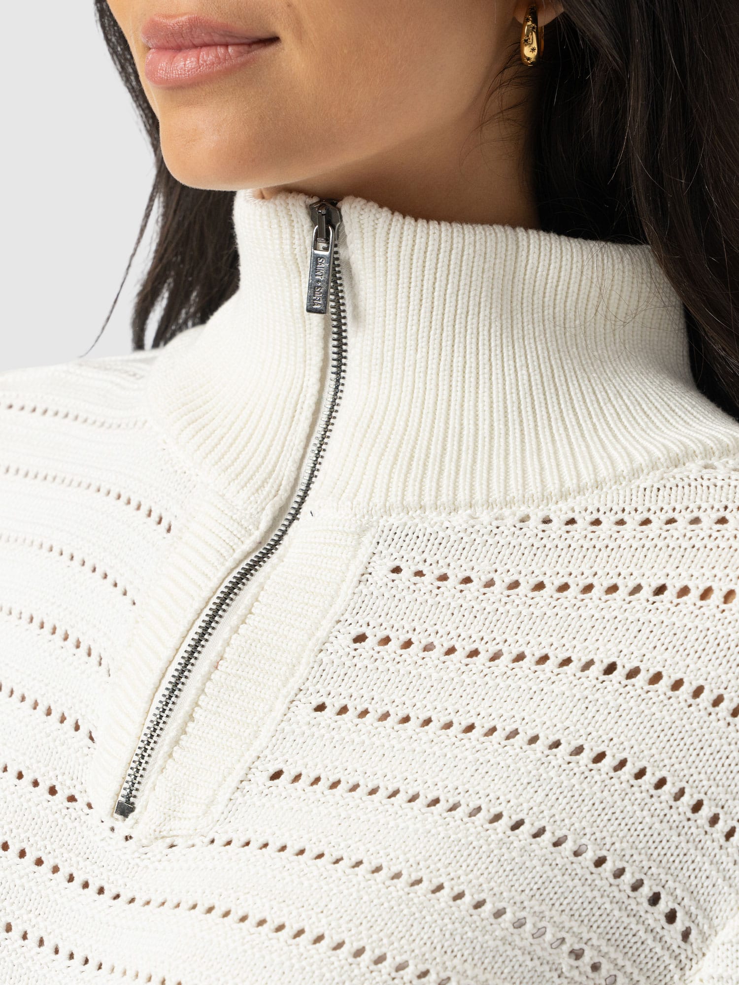 Ester Quarter Zip Knit - Cream - Women's Sweaters | Saint and Sofia® USA