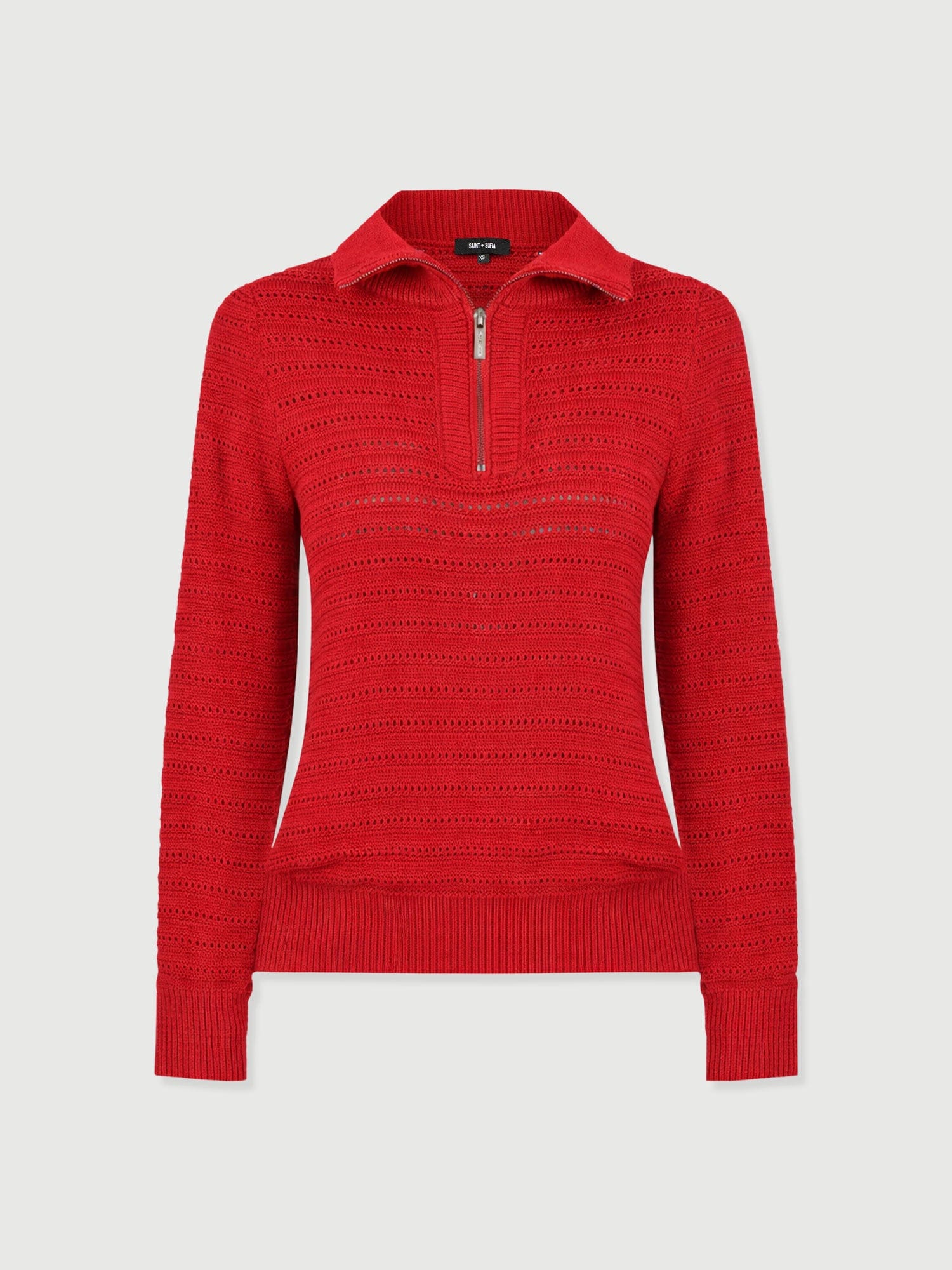 Ester Quarter Zip Knit - Red - Women's Sweaters | Saint + Sofia® USA