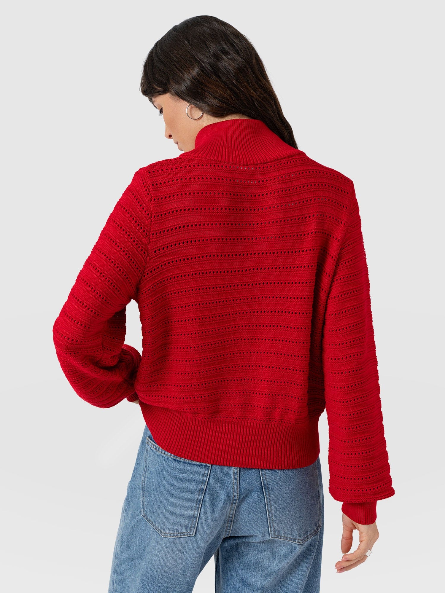 Ester Quarter Zip Knit - Red - Women's Sweaters | Saint + Sofia® USA