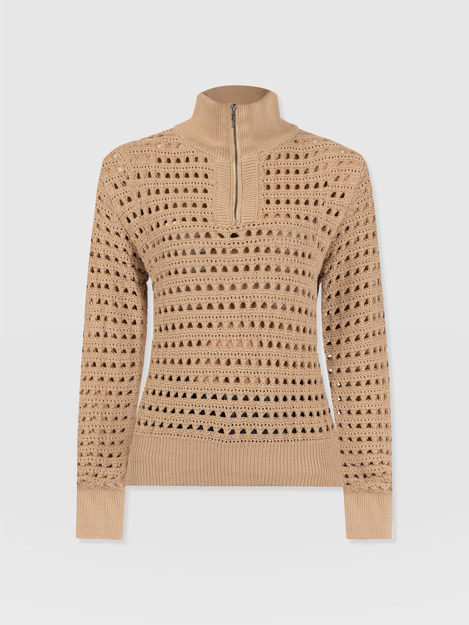 Ester Quarter Zip Knit - Camel - Women's Knitwear | Saint + Sofia® US