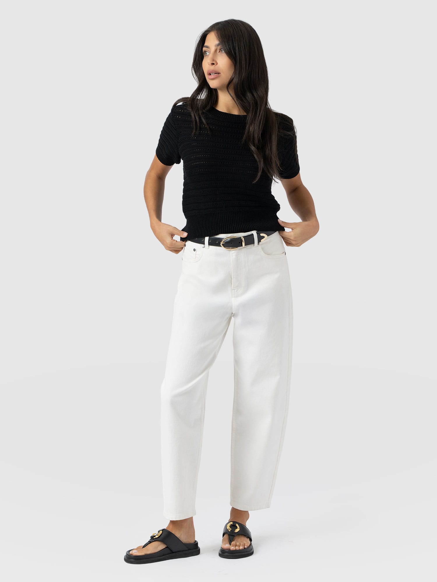 Ester Short Sleeve Knit - Black - Women's Sweaters | Saint + Sofia® USA