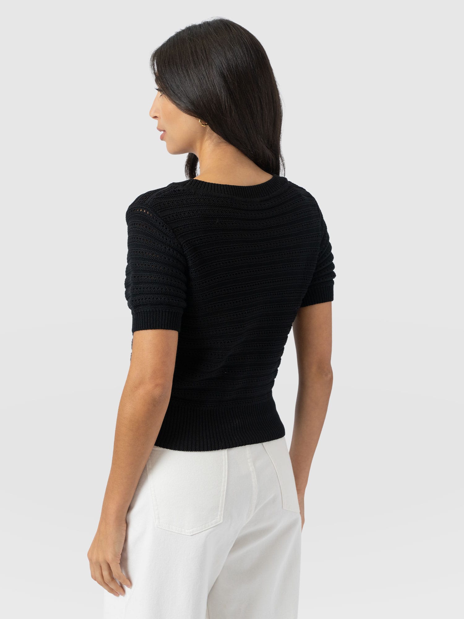 Ester Short Sleeve Knit - Black - Women's Sweaters | Saint + Sofia® USA