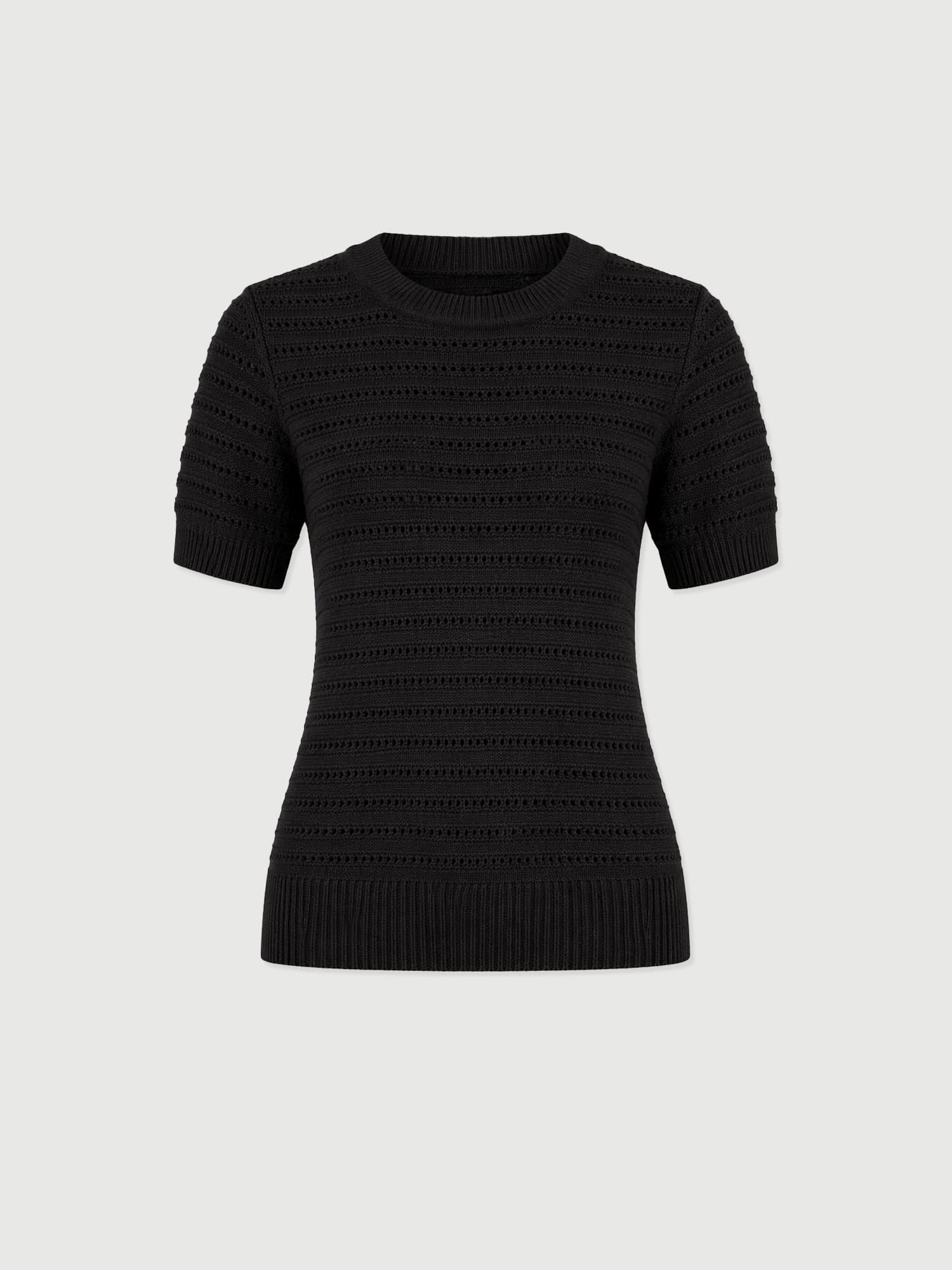 Ester Short Sleeve Knit - Black - Women's Sweaters | Saint and