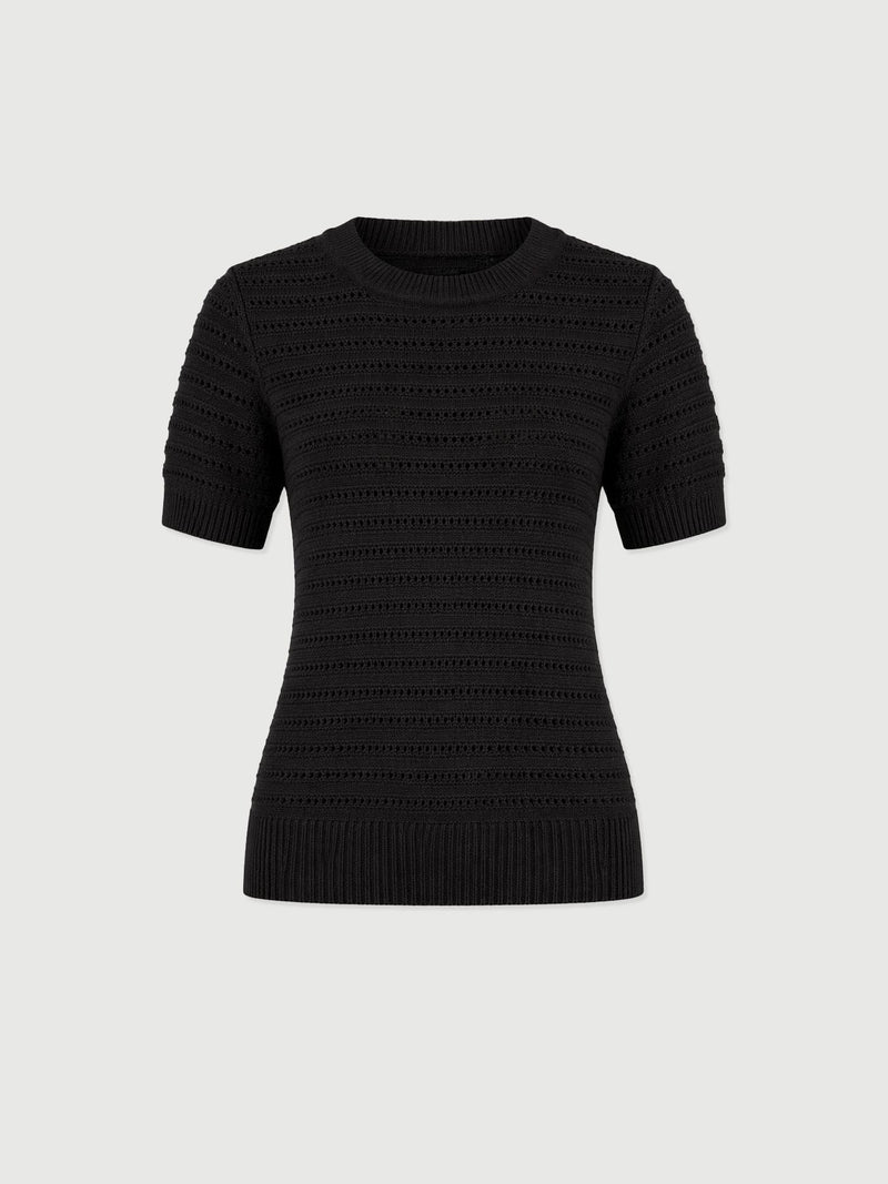 Ester Short Sleeve Knit - Black - Women's Sweaters | Saint + Sofia® USA