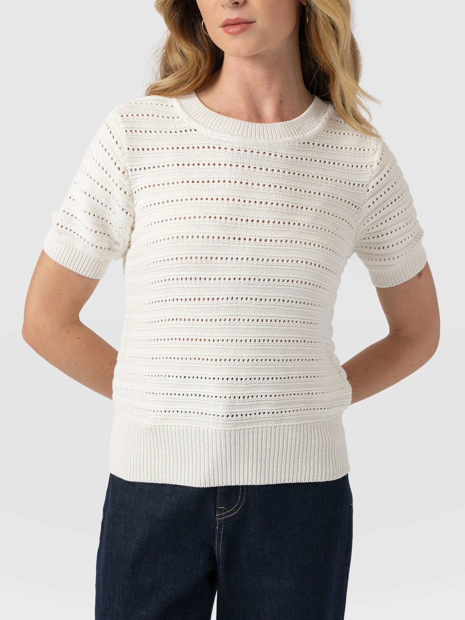 Ester Short Sleeve Knit - Cream - Women's Sweaters | Saint + Sofia® USA