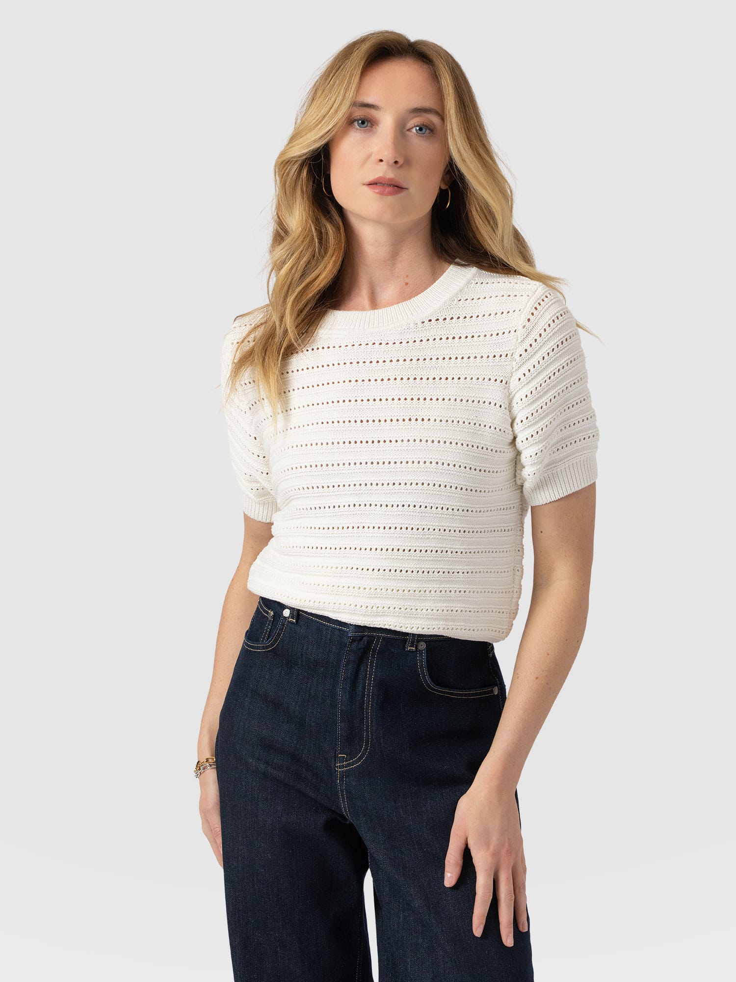 Ester Short Sleeve Knit - Cream - Women's Sweaters | Saint + Sofia® USA