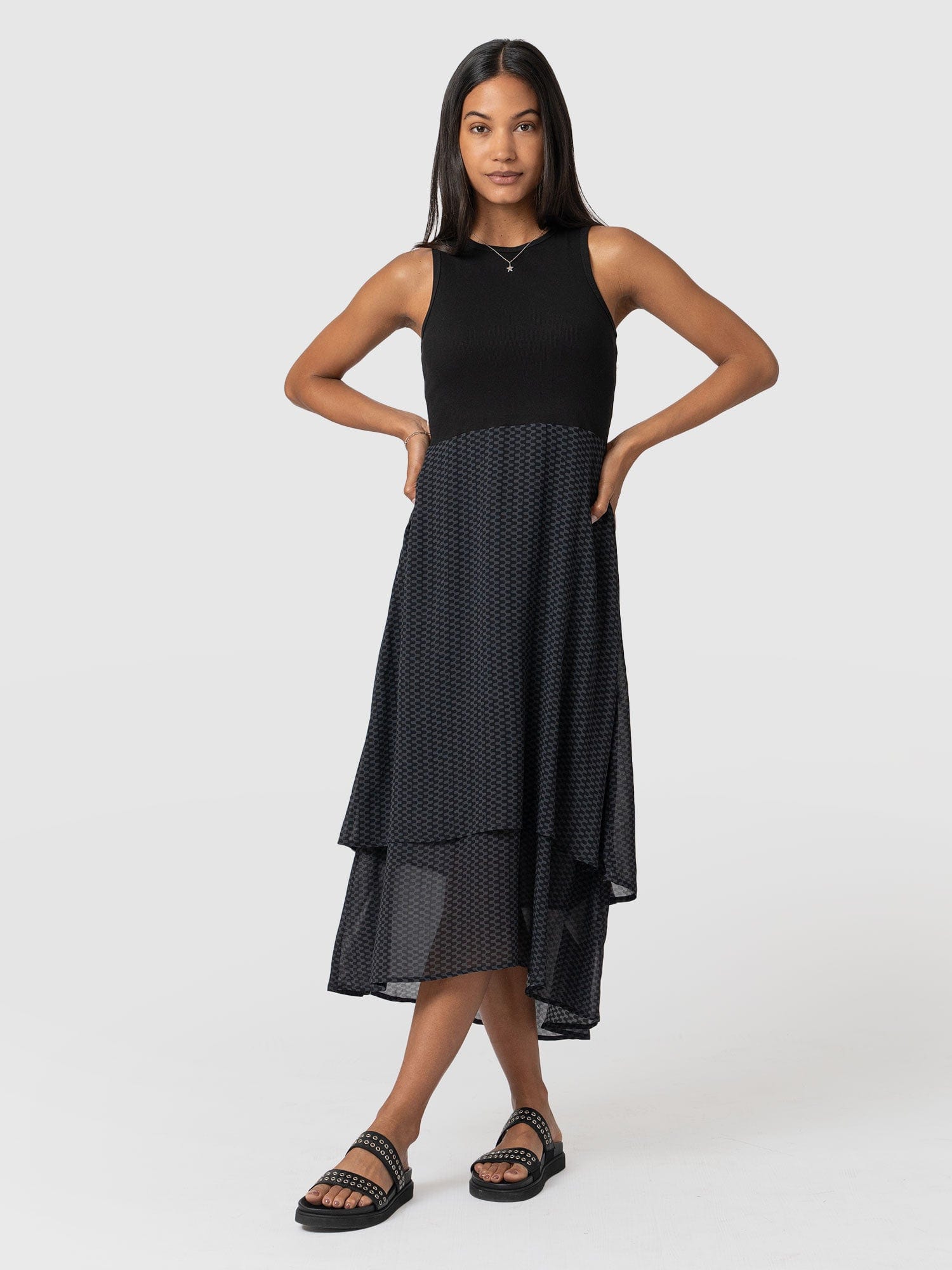 Etta Layered Dress Grey Wave - Women's Skirts | Saint + Sofia® UK