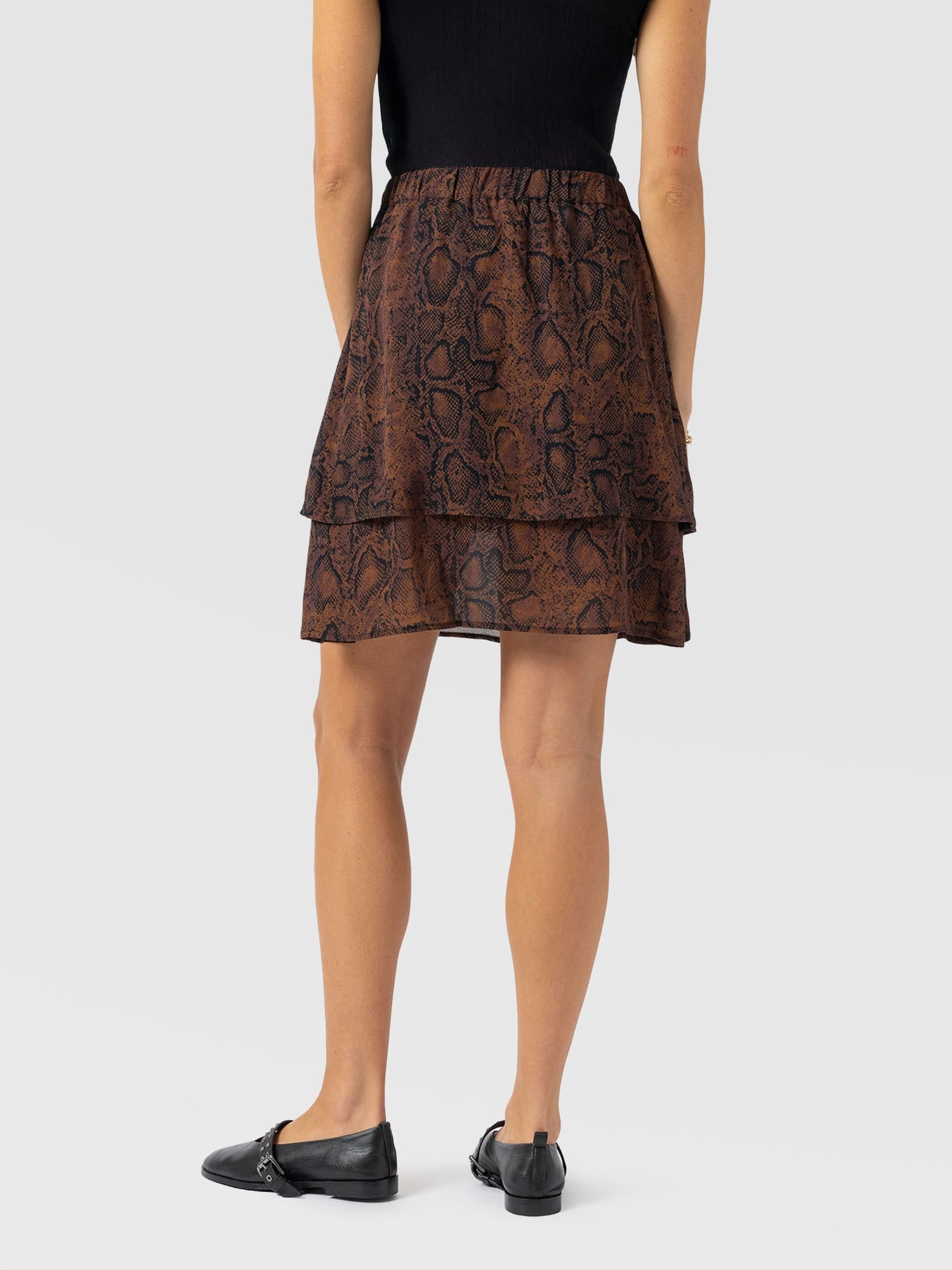 Etta Layered Mini Skirt Brown Snake - Women's Skirts | Saint + Sofia® US