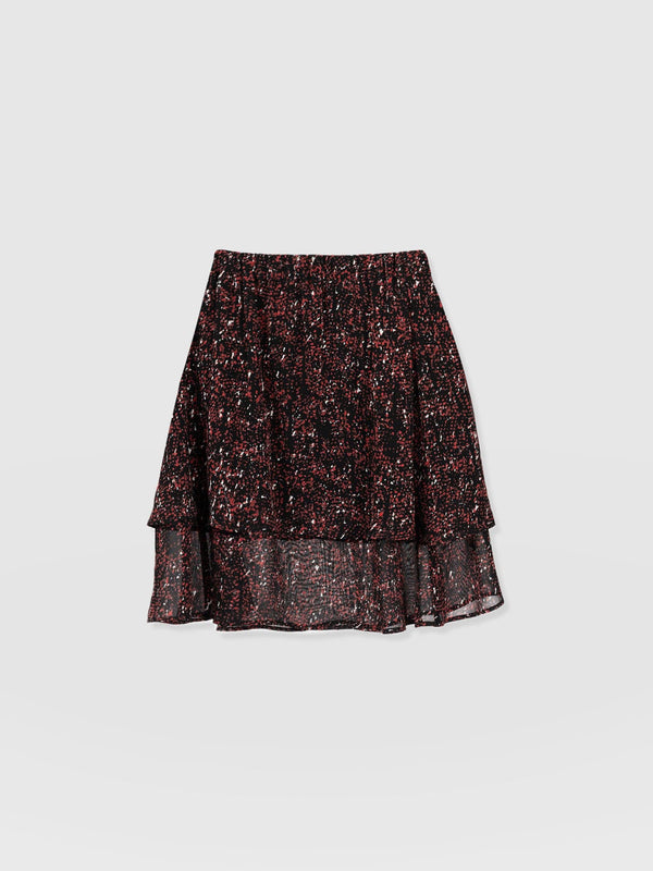 Etta Layered Mini Skirt Red Ditsy Leopard - Women's Skirts | Saint + Sofia® US