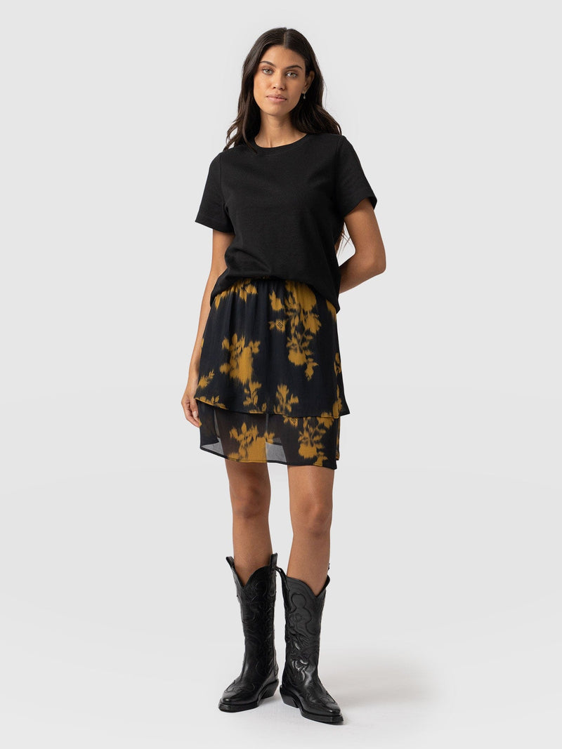 Etta Layered Mini Skirt Yellow Fade Foral - Women's Skirts | Saint + Sofia® US