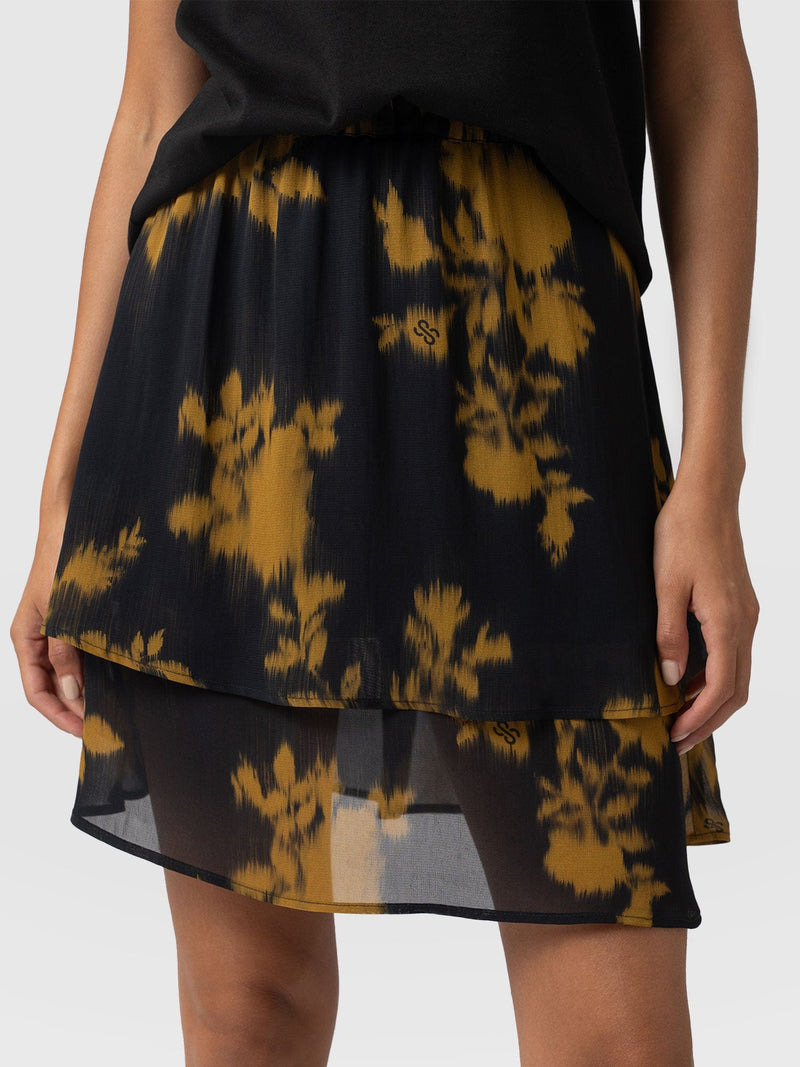 Etta Layered Mini Skirt Yellow Fade Foral - Women's Skirts | Saint + Sofia® US