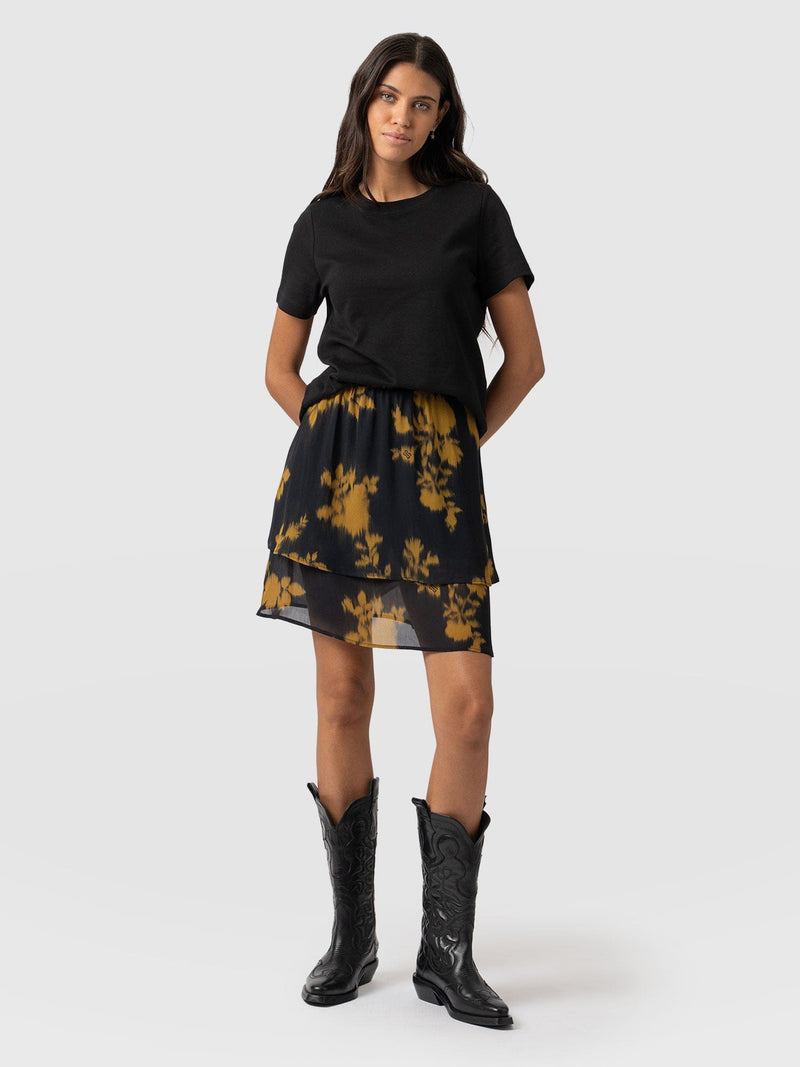 Etta Layered Mini Skirt Yellow Fade Foral - Women's Skirts | Saint + Sofia® US