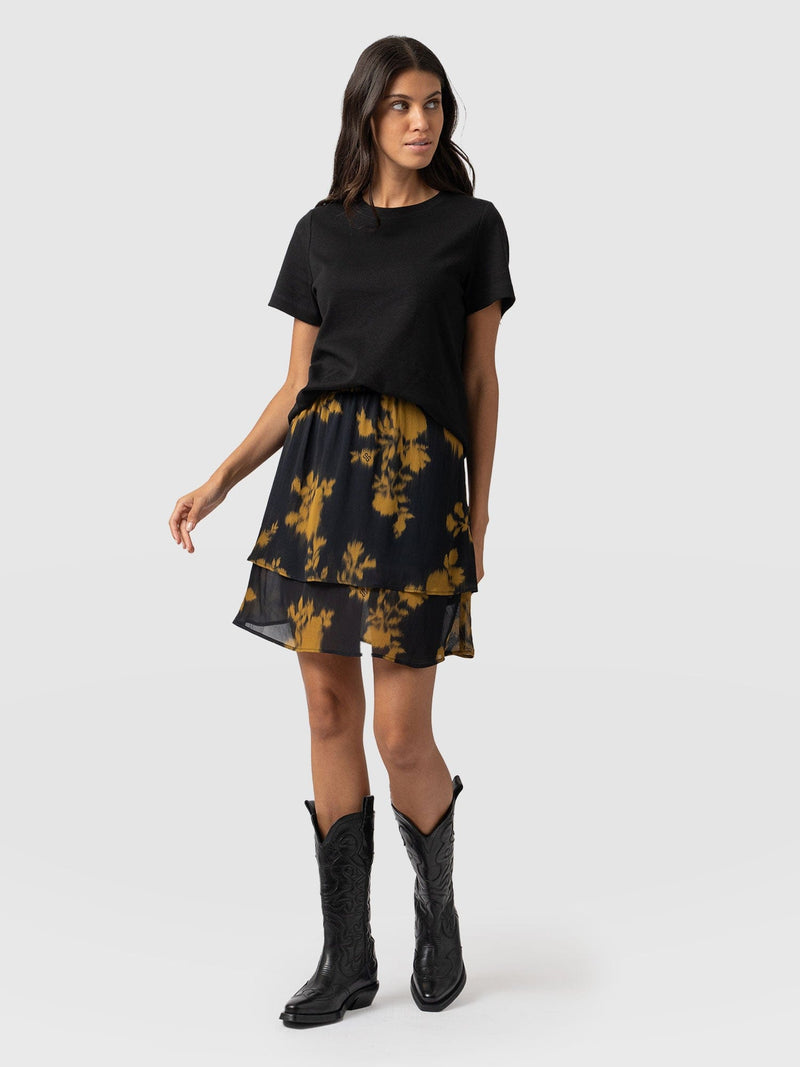 Etta Layered Mini Skirt Yellow Fade Foral - Women's Skirts | Saint + Sofia® US