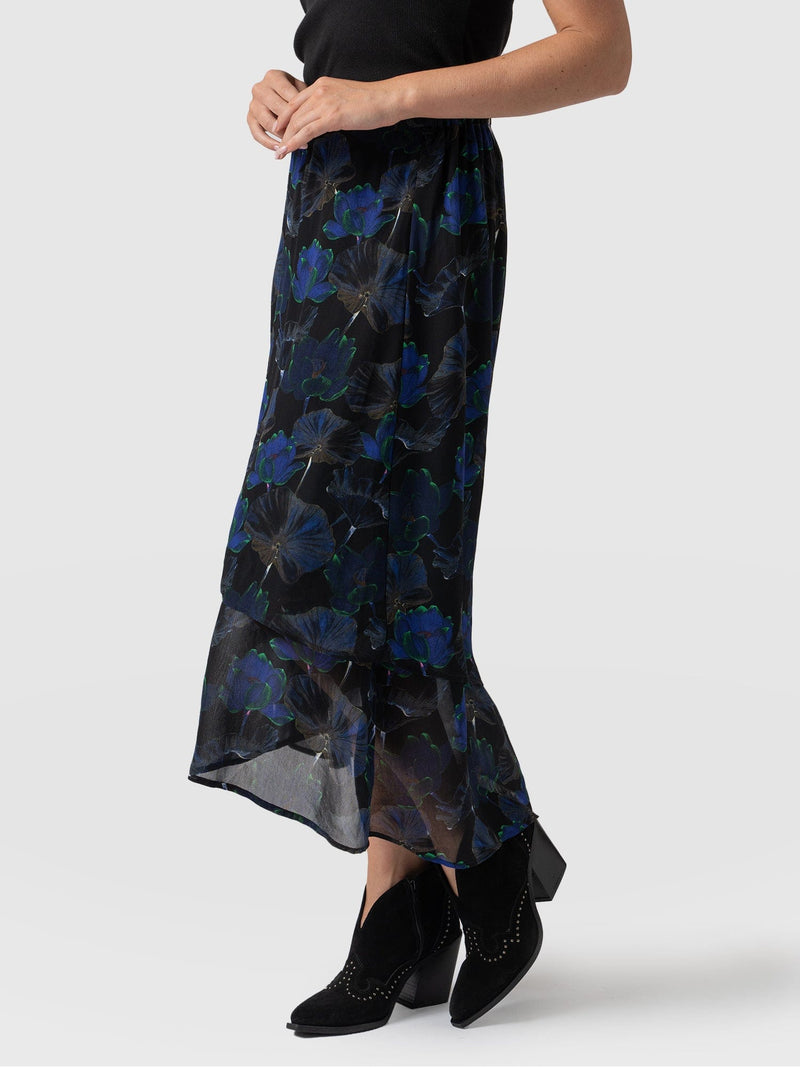 Etta Layered Skirt Blue Flora - Women's Skirts | Saint + Sofia® USA