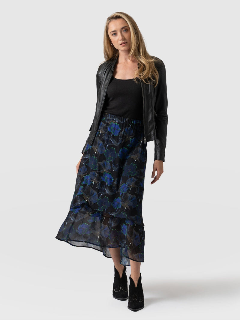 Etta Layered Skirt Blue Flora - Women's Skirts | Saint + Sofia® USA