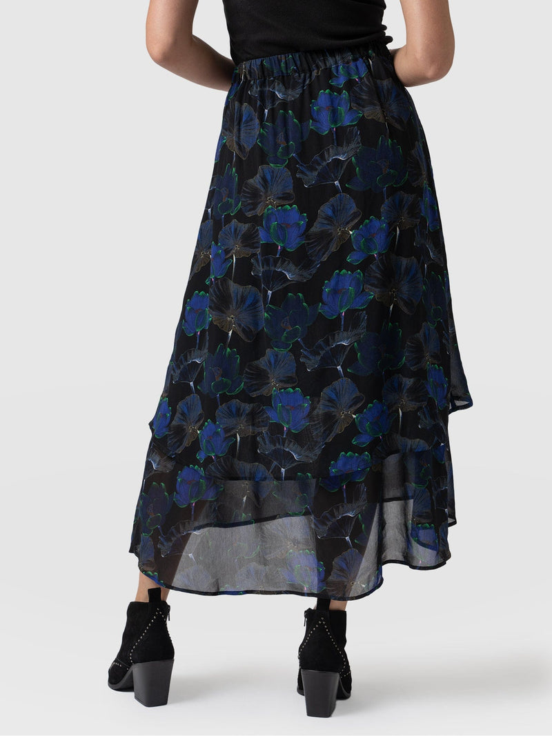 Etta Layered Skirt Blue Flora - Women's Skirts | Saint + Sofia® USA