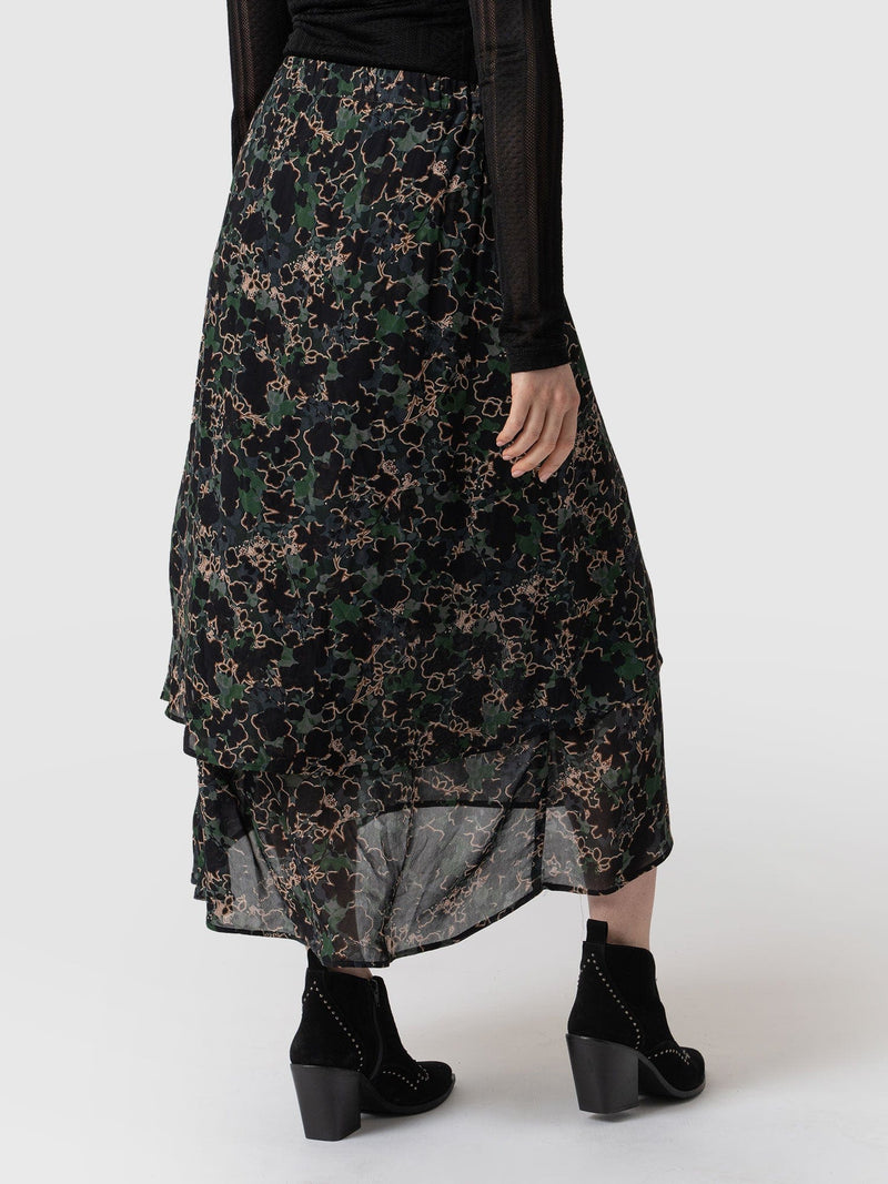 Etta Layered Skirt Green Twilight Floral - Women's Skirts | Saint + Sofia® USA